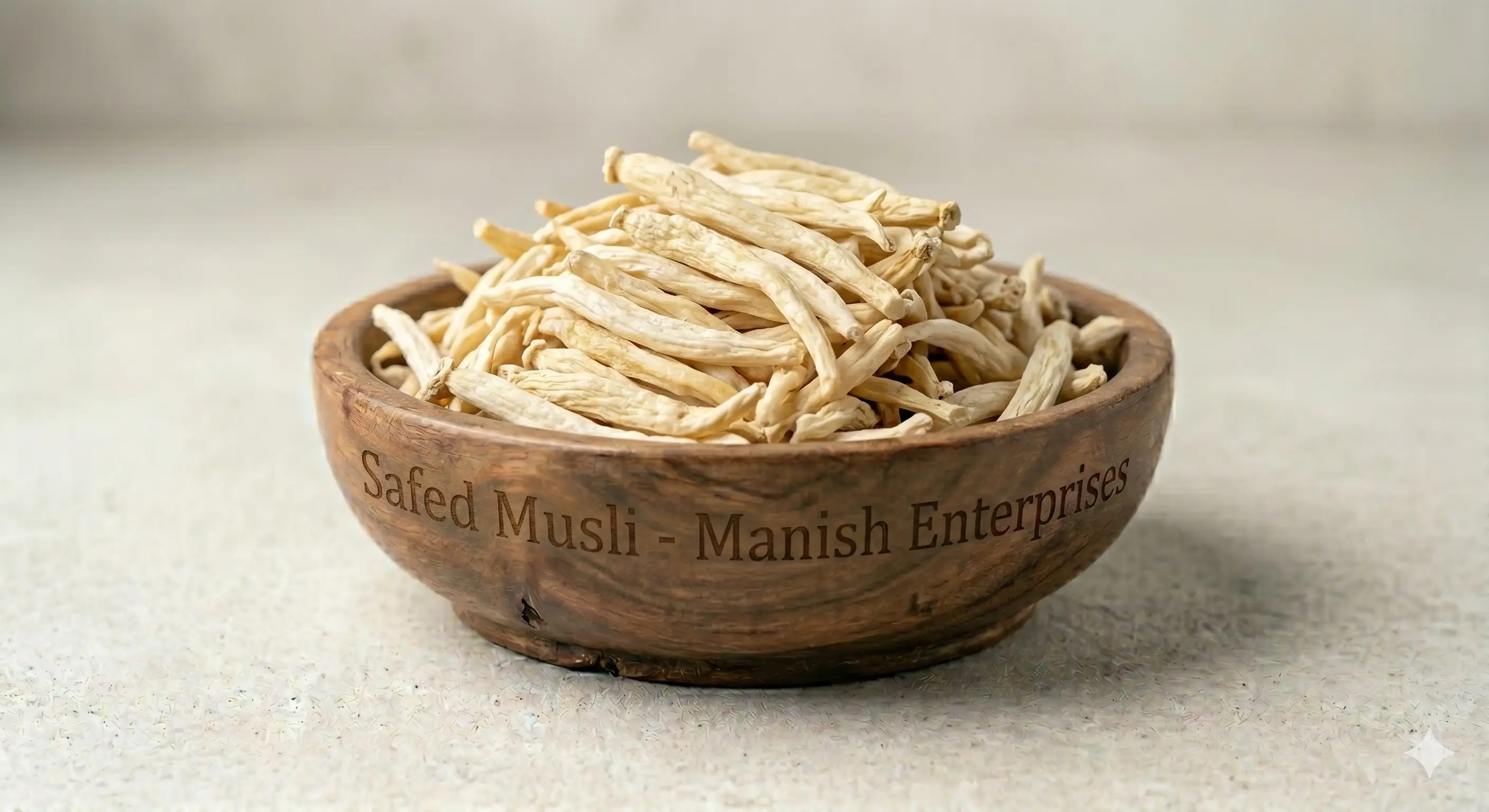 Premium wholesale Safed Musli Chlorophytum borivilianum tubers Neemuch Manish Enterprises